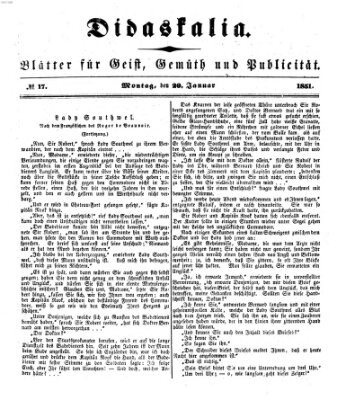 Didaskalia Montag 20. Januar 1851