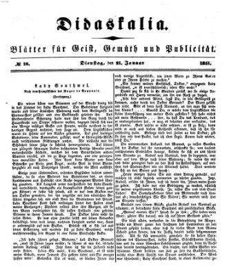 Didaskalia Dienstag 21. Januar 1851