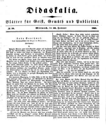 Didaskalia Mittwoch 22. Januar 1851