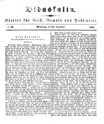 Didaskalia Montag 27. Januar 1851