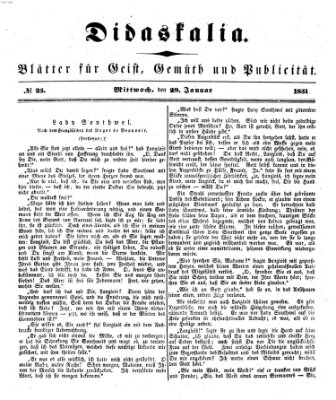 Didaskalia Mittwoch 29. Januar 1851