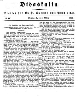 Didaskalia Mittwoch 5. März 1851