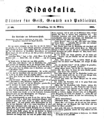 Didaskalia Dienstag 11. März 1851