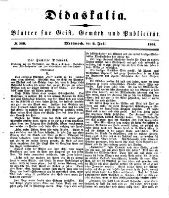 Didaskalia Mittwoch 2. Juli 1851