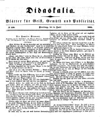 Didaskalia Freitag 4. Juli 1851