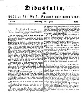 Didaskalia Samstag 5. Juli 1851