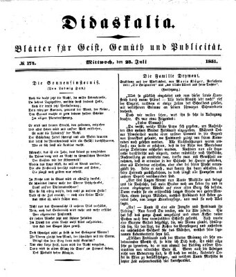 Didaskalia Mittwoch 23. Juli 1851