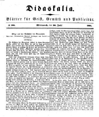Didaskalia Mittwoch 30. Juli 1851