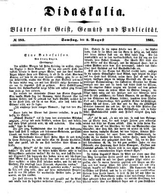 Didaskalia Samstag 2. August 1851