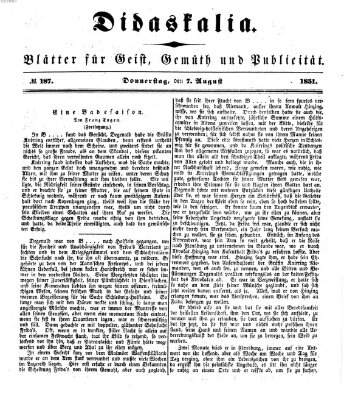 Didaskalia Donnerstag 7. August 1851