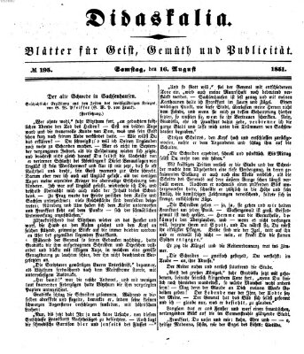 Didaskalia Samstag 16. August 1851