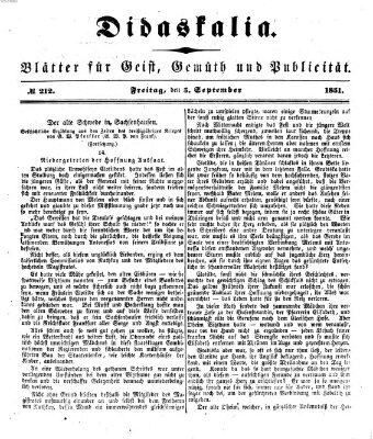 Didaskalia Freitag 5. September 1851