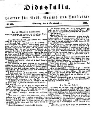 Didaskalia Montag 8. September 1851