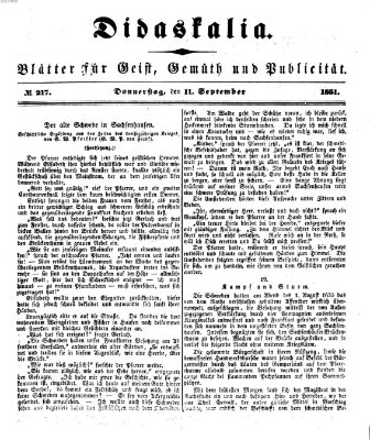 Didaskalia Donnerstag 11. September 1851