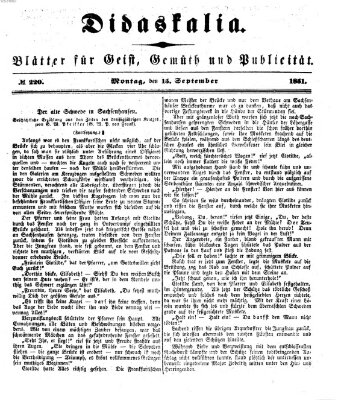 Didaskalia Montag 15. September 1851