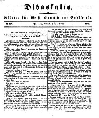 Didaskalia Freitag 19. September 1851