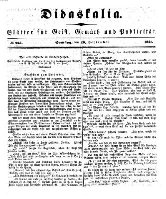 Didaskalia Samstag 20. September 1851