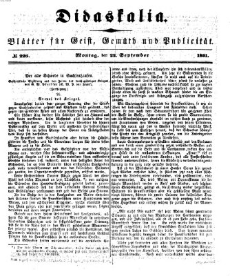 Didaskalia Montag 22. September 1851