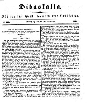 Didaskalia Dienstag 23. September 1851