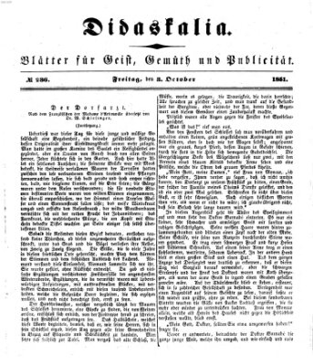 Didaskalia Freitag 3. Oktober 1851