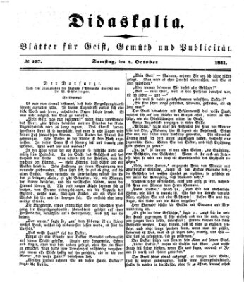 Didaskalia Samstag 4. Oktober 1851