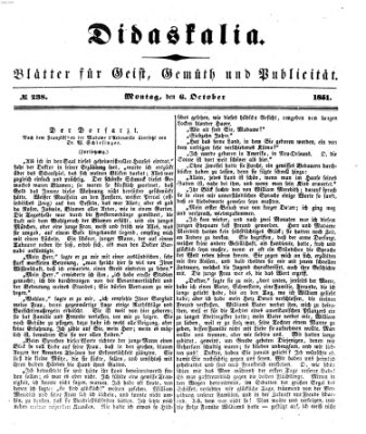 Didaskalia Montag 6. Oktober 1851