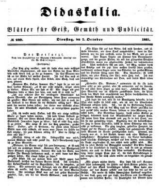 Didaskalia Dienstag 7. Oktober 1851