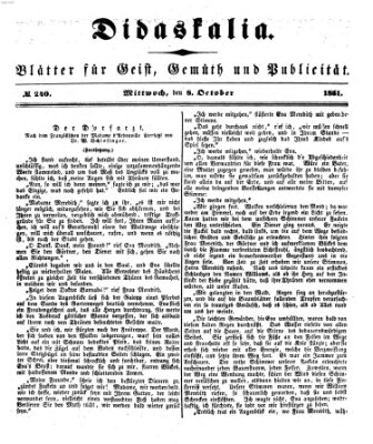 Didaskalia Mittwoch 8. Oktober 1851