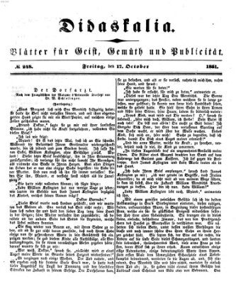 Didaskalia Freitag 17. Oktober 1851