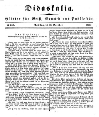 Didaskalia Samstag 18. Oktober 1851