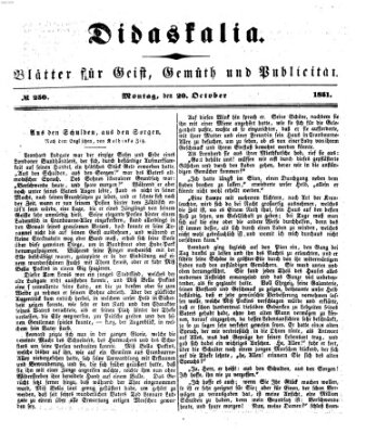 Didaskalia Montag 20. Oktober 1851