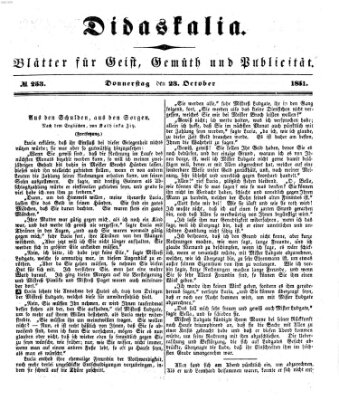 Didaskalia Donnerstag 23. Oktober 1851