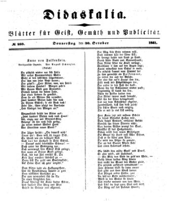 Didaskalia Donnerstag 30. Oktober 1851