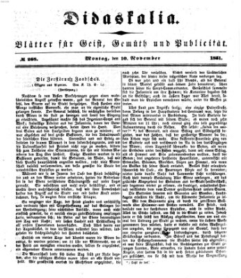 Didaskalia Montag 10. November 1851