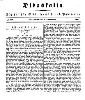 Didaskalia Mittwoch 3. Dezember 1851