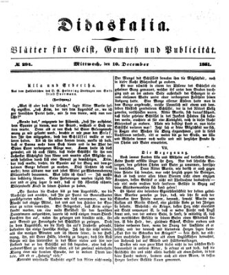 Didaskalia Mittwoch 10. Dezember 1851