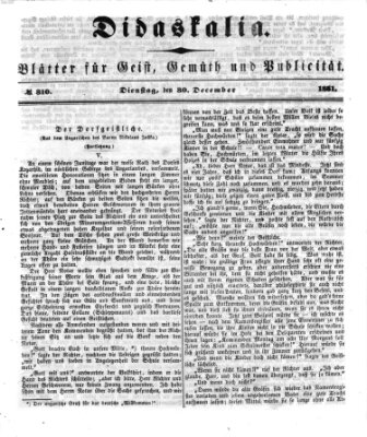 Didaskalia Dienstag 30. Dezember 1851