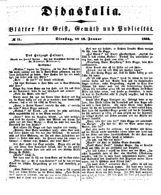 Didaskalia Dienstag 13. Januar 1852