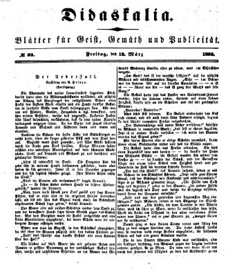 Didaskalia Freitag 12. März 1852