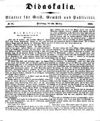 Didaskalia Freitag 26. März 1852