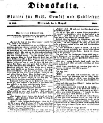 Didaskalia Mittwoch 4. August 1852