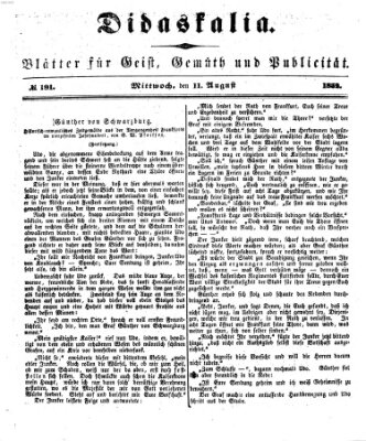 Didaskalia Mittwoch 11. August 1852