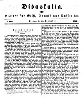 Didaskalia Freitag 24. September 1852