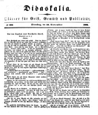 Didaskalia Dienstag 30. November 1852