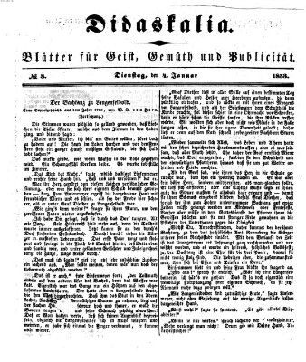 Didaskalia Dienstag 4. Januar 1853