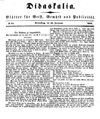 Didaskalia Dienstag 18. Januar 1853