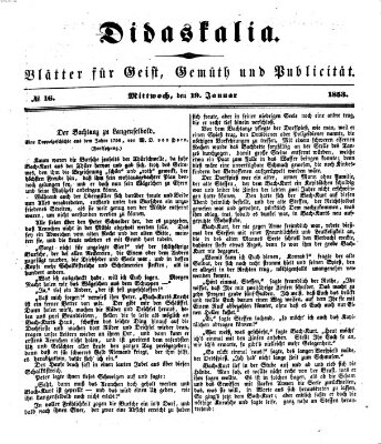 Didaskalia Mittwoch 19. Januar 1853