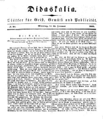 Didaskalia Montag 31. Januar 1853