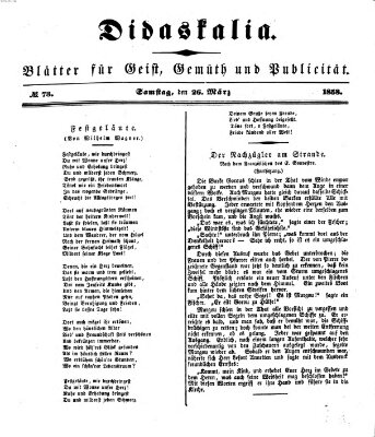 Didaskalia Samstag 26. März 1853