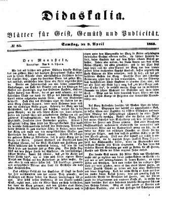 Didaskalia Samstag 9. April 1853